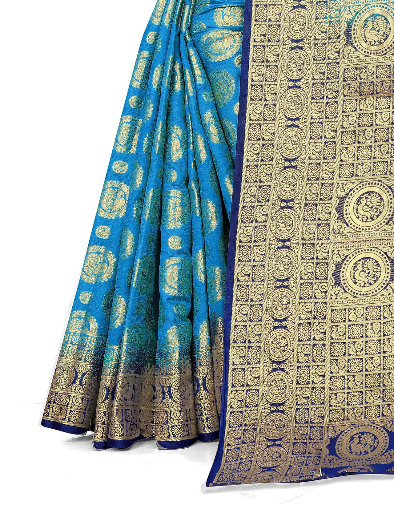 SATYAM WEAVES Women’s Daily/Party/Wedding/Casual Wear Rapier Jacquard Banarasi Cotton Silk Saree With Jacquard Designed Unstitched Blouse Piece