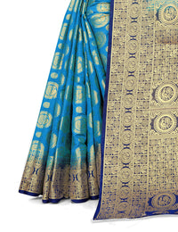 SATYAM WEAVES Women’s Daily/Party/Wedding/Casual Wear Rapier Jacquard Banarasi Cotton Silk Saree With Jacquard Designed Unstitched Blouse Piece