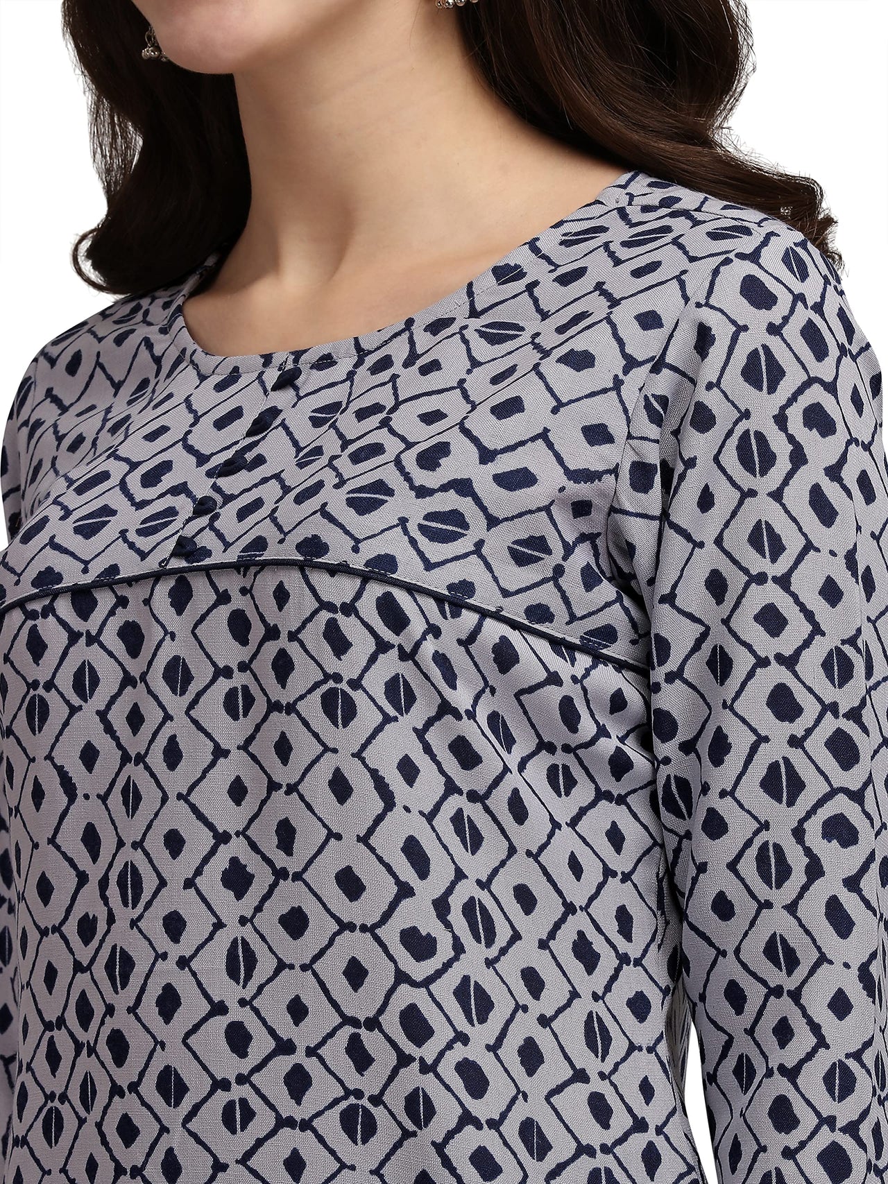 NAINVISH Women's  Pure Cotton Printed Straight Kurti (SD190-191_K)