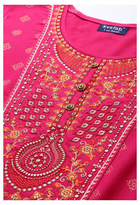 LYMI LABEL Rayon Embroidered Foli Printed Stitched Kurta Skirt set with Gota patti Dupatta