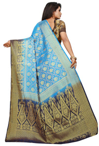 iZibra Women's  Pure Kanjivaram Silk Sraee Kanchipuram Pattu Sarees With Blouse Piece (kismat-2 paithani)