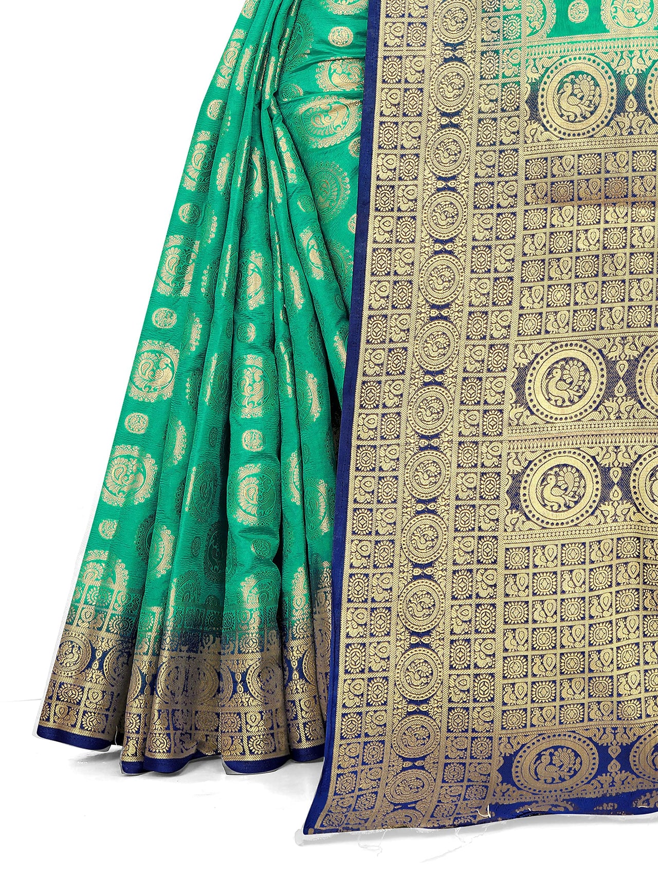 SATYAM WEAVES Women’s Daily/Party/Wedding/Casual Wear Rapier Jacquard Banarasi Cotton Silk Saree With Jacquard Designed Unstitched Blouse Piece