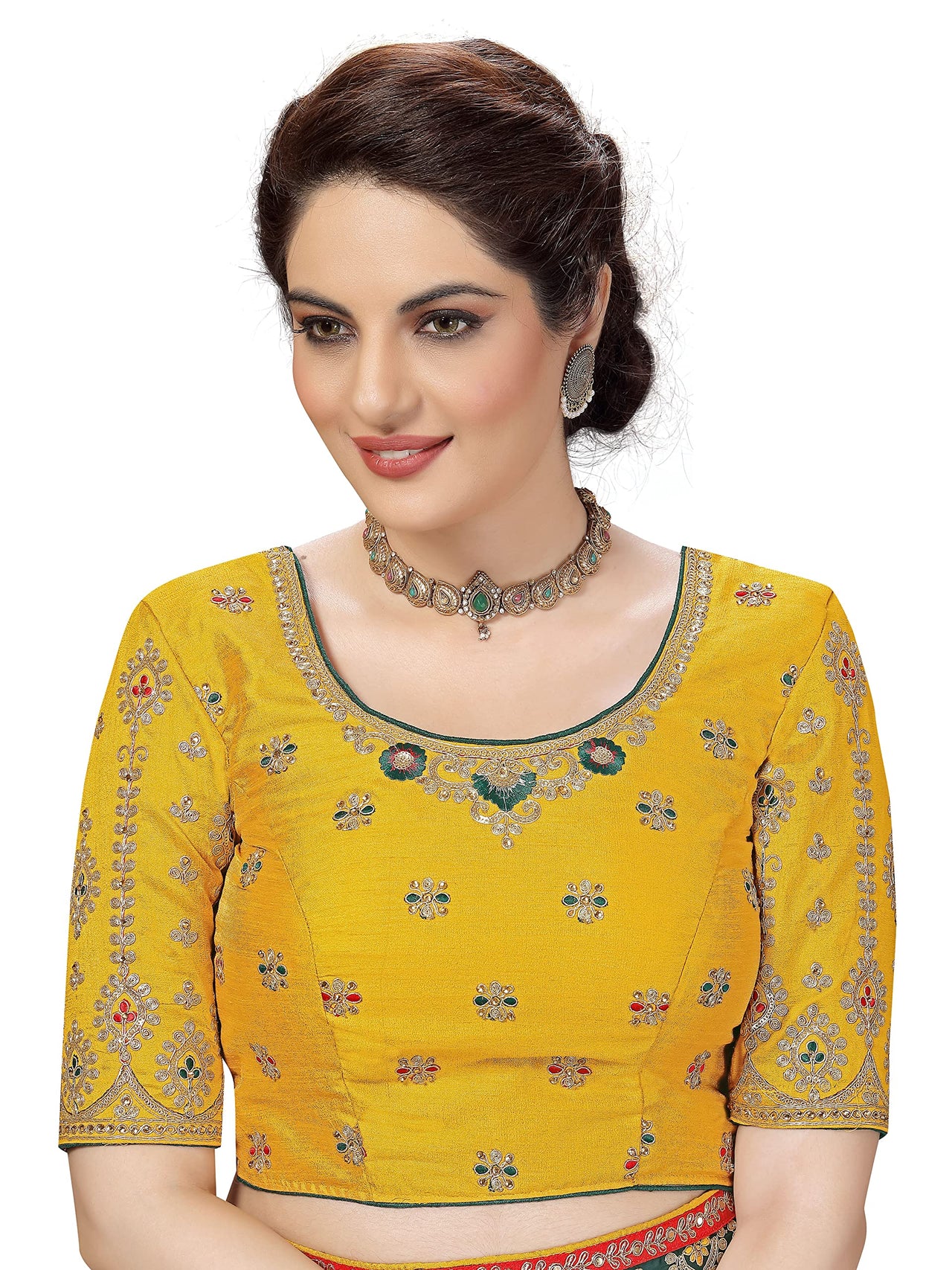 Nivah Fashion Women's  Satin Embroidery Saree with Heavy Work Blouse Piece