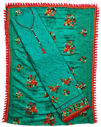 AAHIRA Women Jam Cotton Unstitched Salwar Suit Dress Material With Heavy Embriodery And Phulkari Dupatta(Free Size, Vidhya)