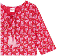 Amazon Brand - Jam & Honey Girl's  Cotton Regular Short Kurti PEACH 2 2 Years-3 Years