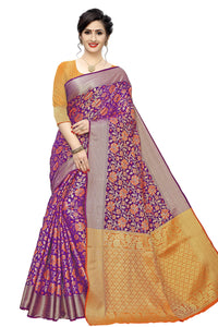 leeza store Heavy Women Kanjivaram Flower Jal Patola Saree With Blouse Piece
