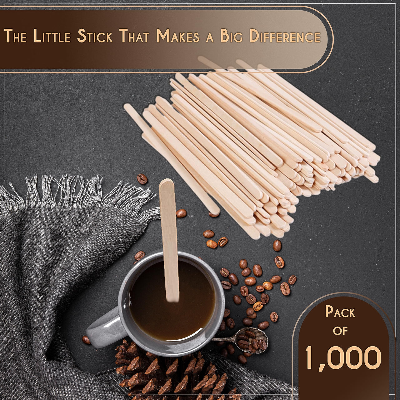 Perfect Stix Premium Wooden Coffee Stirrer Sticks, Thick Birch Wood 1000 Count, 5.5" Inches. Eco-Friendly Wooden Stirrers (5.5Inches / 1000PC) 1000 Count (Pack of 1)