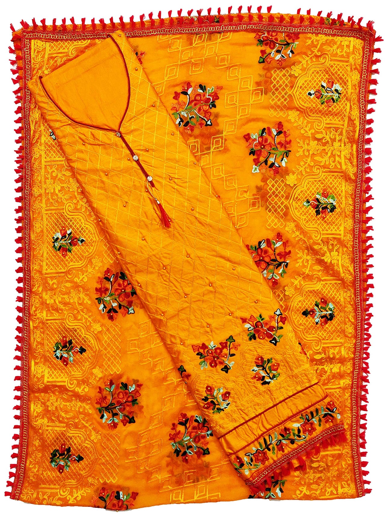 AAHIRA Women Jam Cotton Unstitched Salwar Suit Dress Material With Heavy Embriodery And Phulkari Dupatta(Free Size, Vidhya)