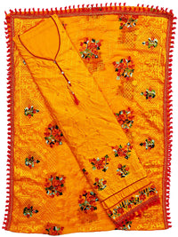 AAHIRA Women Jam Cotton Unstitched Salwar Suit Dress Material With Heavy Embriodery And Phulkari Dupatta(Free Size, Vidhya)