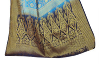 iZibra Women's  Pure Kanjivaram Silk Sraee Kanchipuram Pattu Sarees With Blouse Piece (kismat-2 paithani)