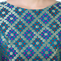 X3 Women's  Brocade Zari Weaving Elbow Length Sleeves Saree Blouse