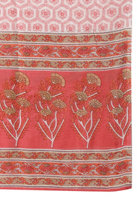 Janasya Women's  Pink Cotton Kurta Set with Pant and Dupatta