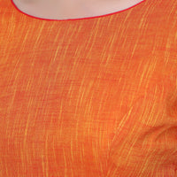 JISB Women's  Cotton Slub Stitched Saree Blouse with Elbow Length Sleeves