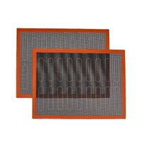 Basics Silicone Non-Stick Eclair Baking Mat, Reusable, Easy to Clean, 2 Pack, Black/Red/White, Rectangular, 15.7