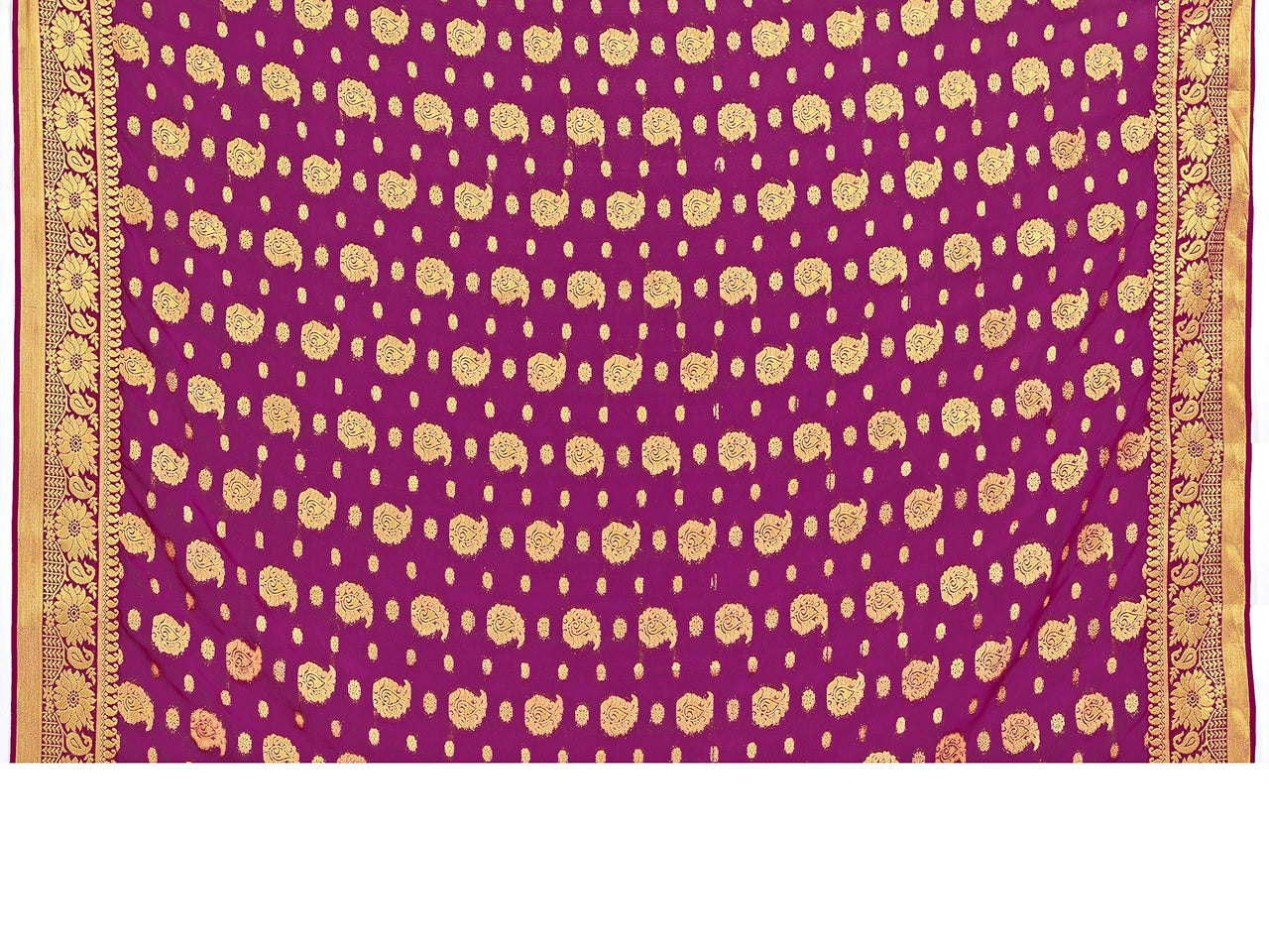 Vardha Women's  Chiffon Silk Saree with Unstitched Blouse Piece - Zari Woven Work Sarees for Wedding