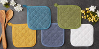 DII Basic Terry Collection Quilted 100% Cotton, Potholder, Storm Blue, 3 Piece