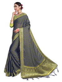 Vardha Women's  Chiffon Silk Saree with Unstitched Blouse Piece - Zari Woven Work Sarees for Wedding