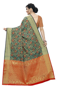 leeza store Heavy Women Kanjivaram Flower Jal Patola Saree With Blouse Piece