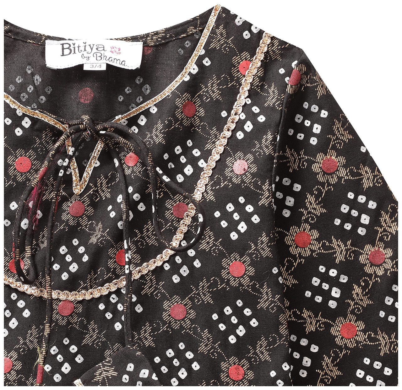 Bitiya By Bhama Girl's  Cotton Blend Kurta & Palazzo