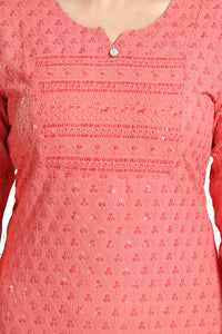 QUEEN SHIELD Women's  Knee Length Rayon Chikan-Kari KurtaKurti (QS_6631)