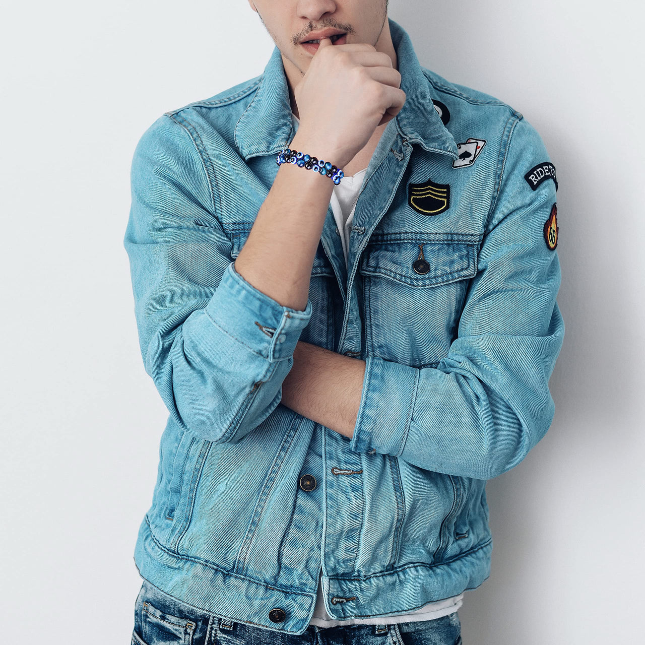 Triple Protection Bracelet 8MM Blue Tiger Eye Evil Eye Black Onyx Stone Bracelet Healing Crystal Natural Stone Beads Bracelet for Men Women Bring Prosperity Luck 8mm Blue Tiger Eye/Demon's  Eye/Black Onyx