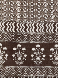 FIORRA Women's  Brown Straight Cotton Kurta with Palazzo and Dupatta