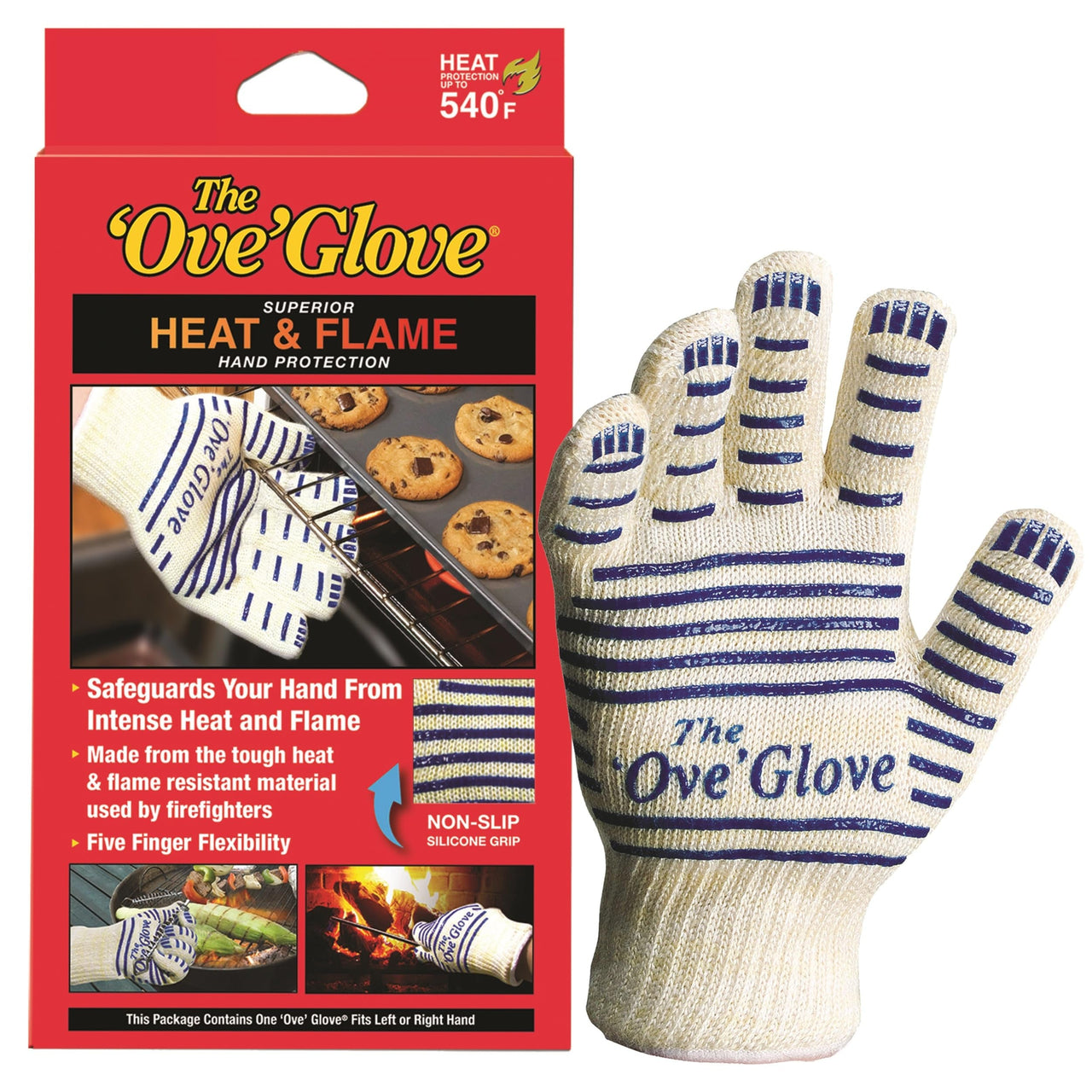 Ove Glove BBQ Superior Heat & Flame Protection- Extended Wrist for Additional Safety- Outdoor Cooking, Grilling, Barbeque Ove Glove, Pack of 1, Bbq