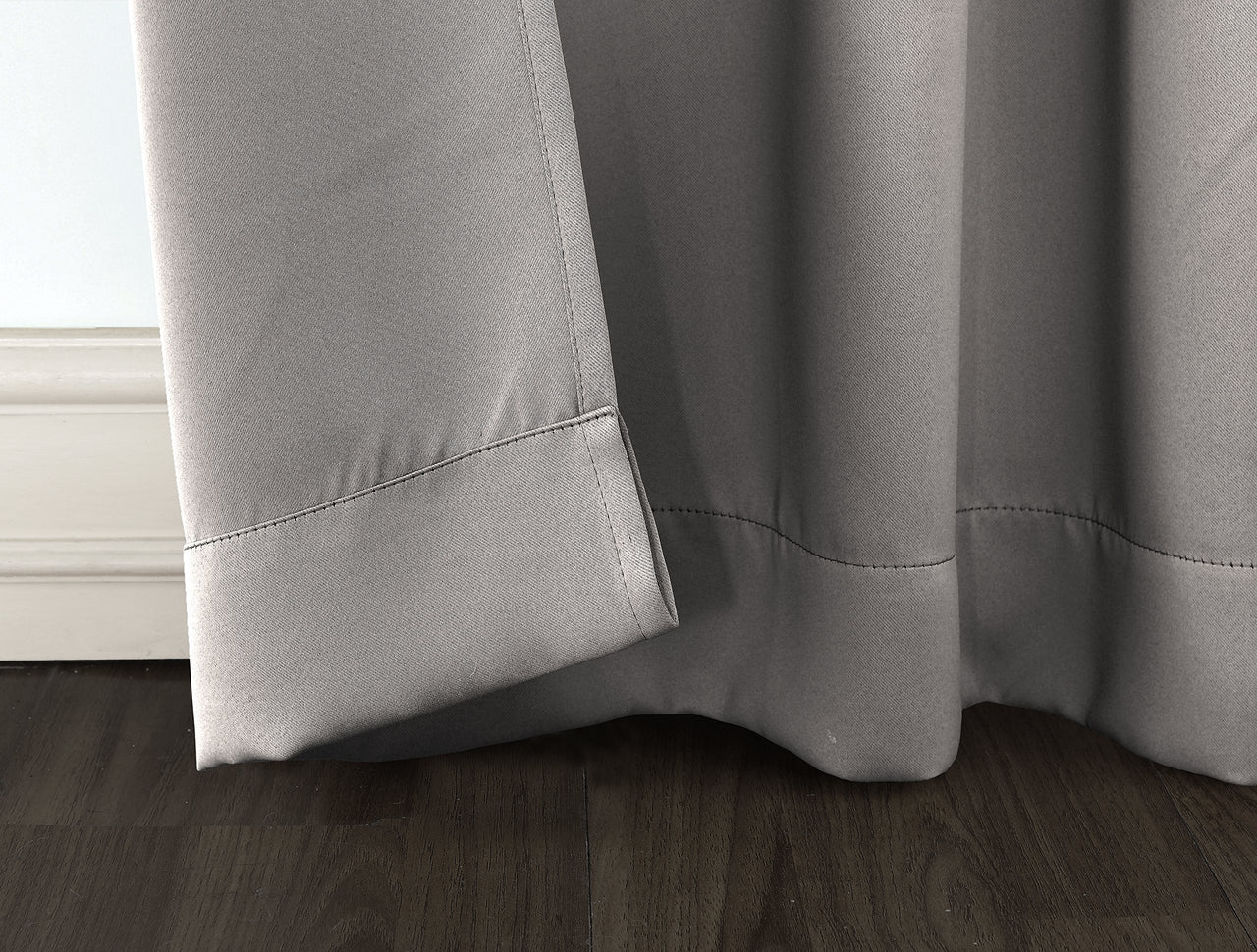 Sun Zero Easton Energy Saving Blackout Rod Pocket Curtain Panel, 40" x 63", Gray 40" x 63" Grey