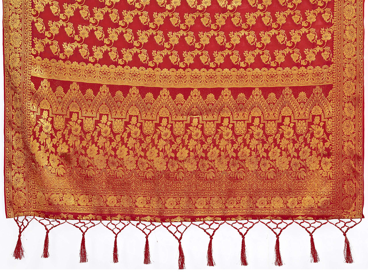 Vardha Women's  Chiffon Silk Saree with Unstitched Blouse Piece - Zari Woven Work Sarees for Wedding