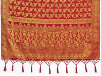 Vardha Women's  Chiffon Silk Saree with Unstitched Blouse Piece - Zari Woven Work Sarees for Wedding