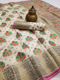 Divine International Trading Co Women's  Chanderi Saree With Blouse Piece