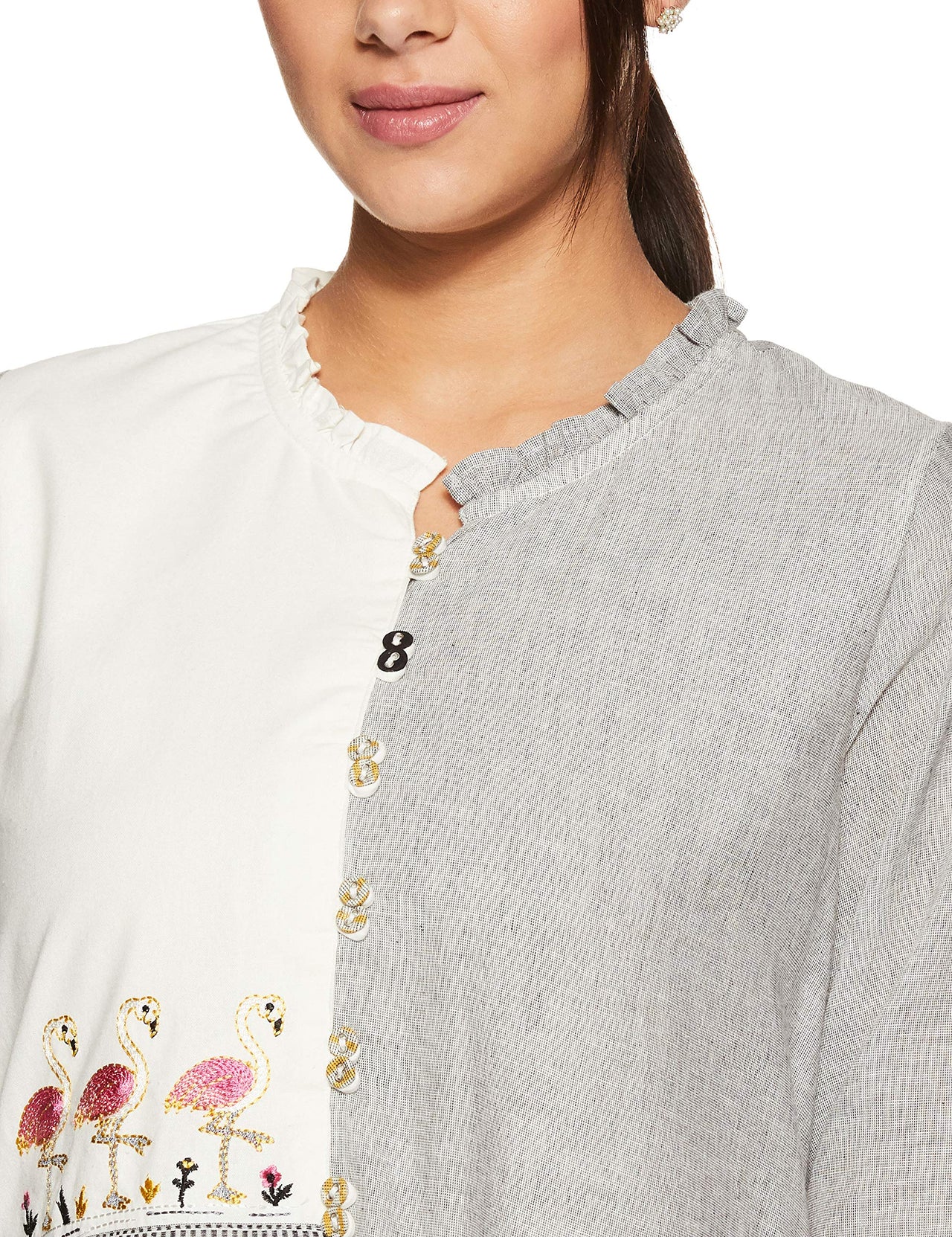 BIBA Women's  Cotton A-Line Kurta S Gry