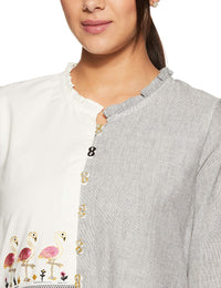 BIBA Women's  Cotton A-Line Kurta S Gry