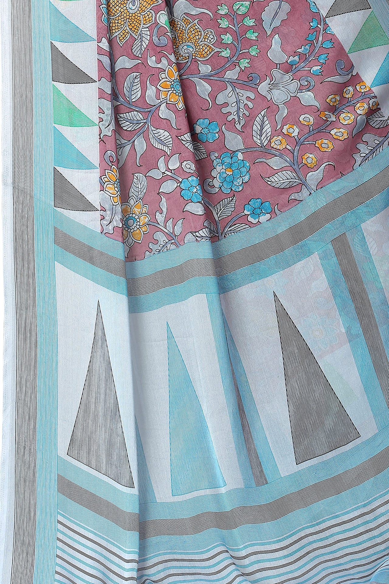 MIRCHI FASHION Women's  Stylish Chiffon Floral and Geometric Printed Saree with Blouse Piece