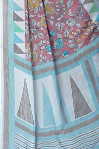 MIRCHI FASHION Women's  Stylish Chiffon Floral and Geometric Printed Saree with Blouse Piece