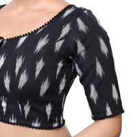 Madhu Fashion Women's  Cotton Ikat Print Elbow Length Sleeve Ready To Wear Non-Padded Blouse