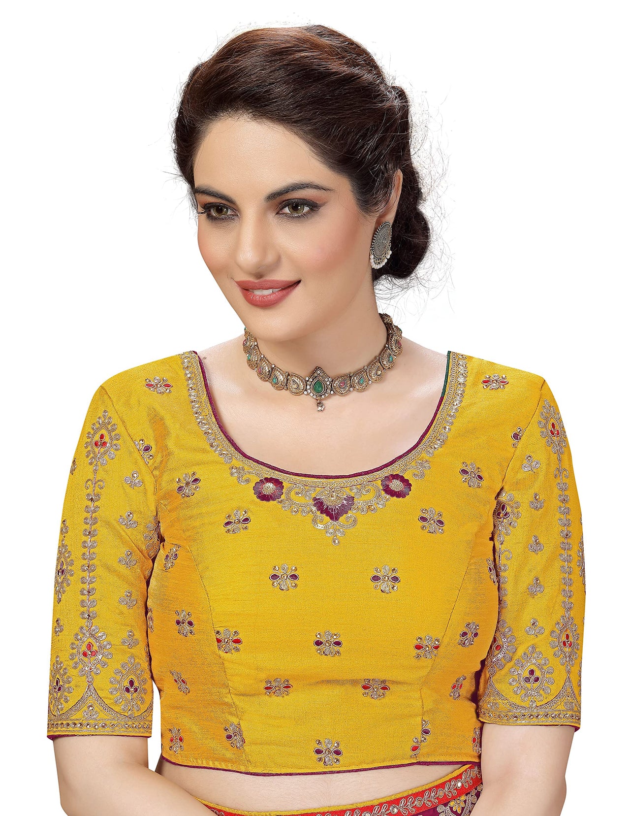 Nivah Fashion Women's  Satin Embroidery Saree with Heavy Work Blouse Piece