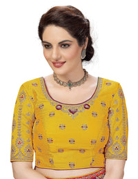 Nivah Fashion Women's  Satin Embroidery Saree with Heavy Work Blouse Piece