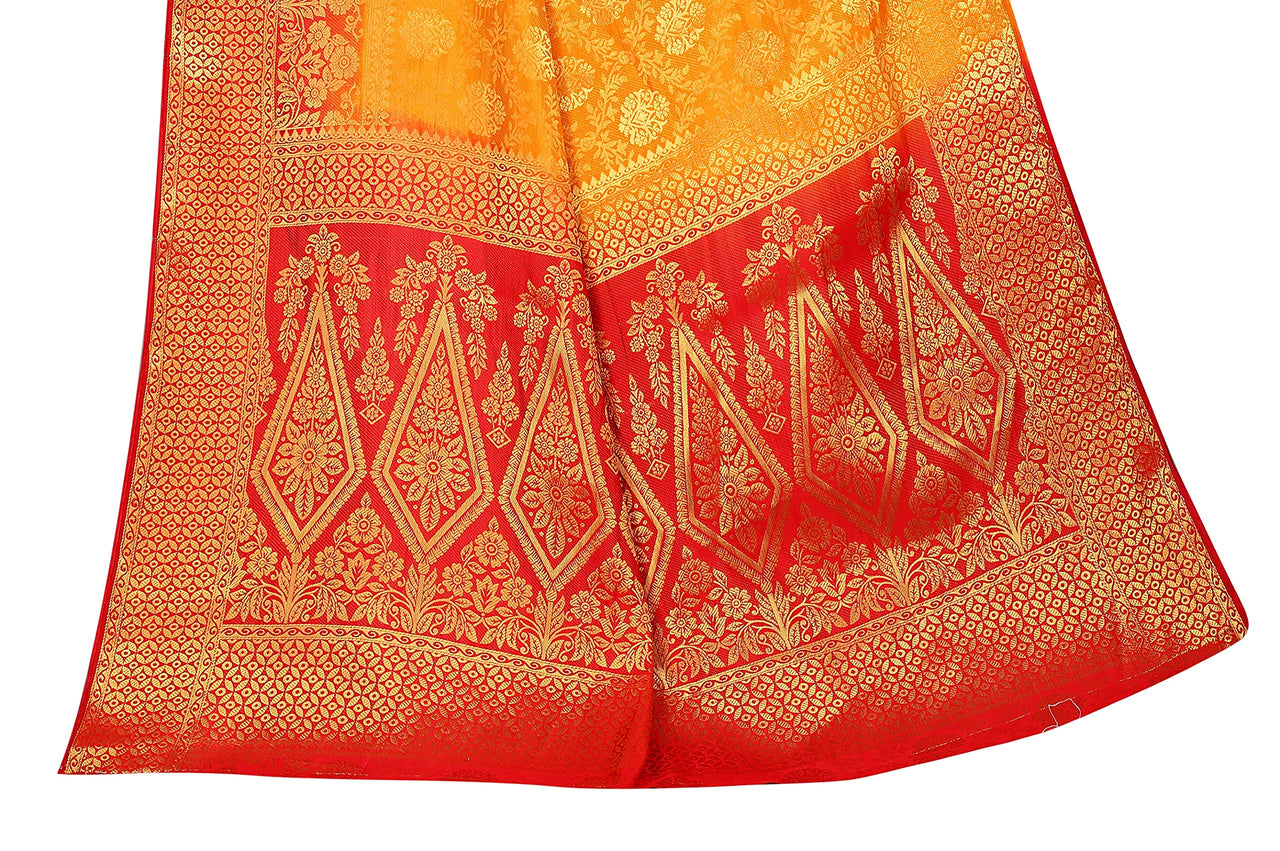 iZibra Women's  Pure Kanjivaram Silk Sraee Kanchipuram Pattu Sarees With Blouse Piece (kismat-2 paithani)