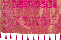 Monjolika Fashion Women's  Banarasi Silk Peach Color Golden Zari Woven Saree With Separate Embellished And Unsttiched Blouse Piece