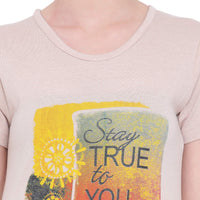 In Love Ladies Long Knee Length Chest Printed Side Slits Tshirts