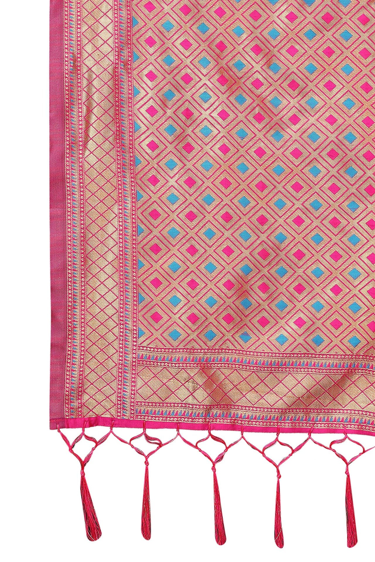 AKHILAM Women's  Banarasi silk woven Design Saree with Unstitched Blouse Piece(GNG220_QL_Parent)
