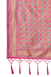 AKHILAM Women's  Banarasi silk woven Design Saree with Unstitched Blouse Piece(GNG220_QL_Parent)
