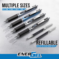Pentel® EnerGel™ RTX Retractable Liquid Gel Pens, Medium Point, 0.7 mm, 54% Recycled, Blue Barrel, Blue Ink, Pack Of 12 Pens