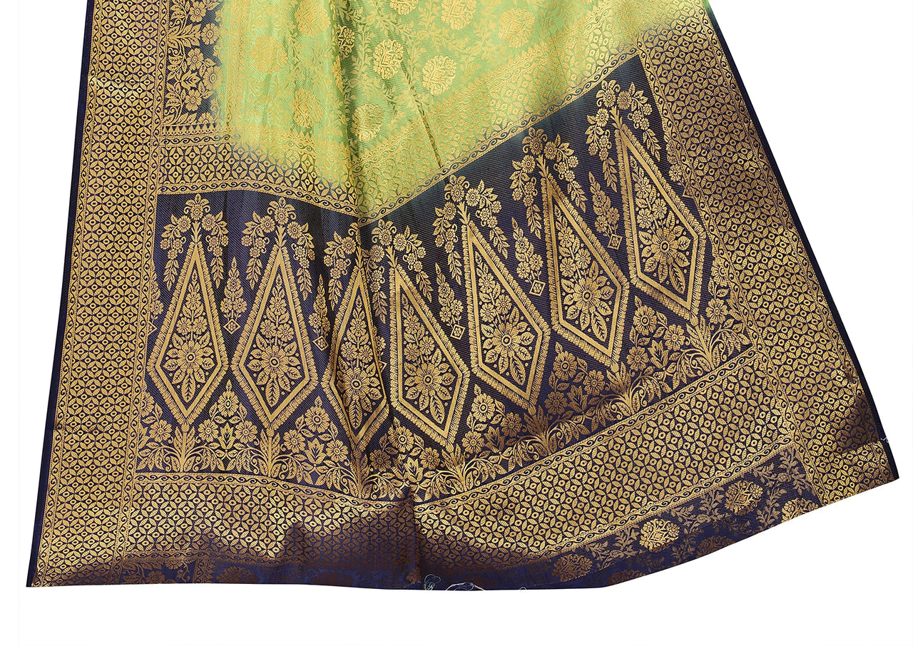 iZibra Women's  Pure Kanjivaram Silk Sraee Kanchipuram Pattu Sarees With Blouse Piece (kismat-2 paithani)