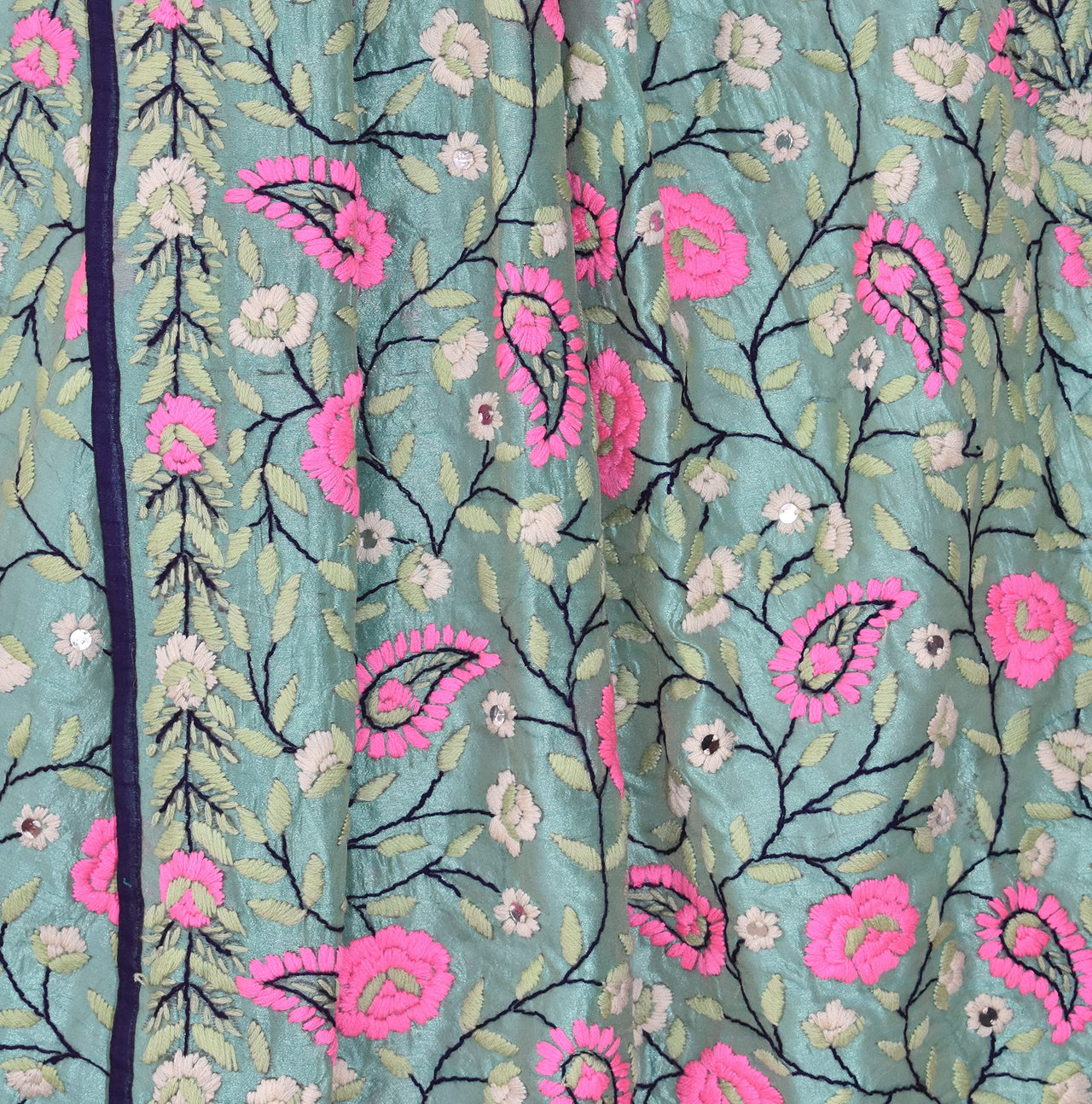 tweedle Chanderi Silk Hand Embroidered Phulkari/Fulkari Dupatta for Women/Girls