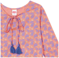 Amazon Brand - Jam & Honey Girl's  Cotton Regular Short Kurti PEACH 2 2 Years-3 Years