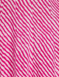 YUFTA Women Green & White Lehariya Print A-Line Kurta