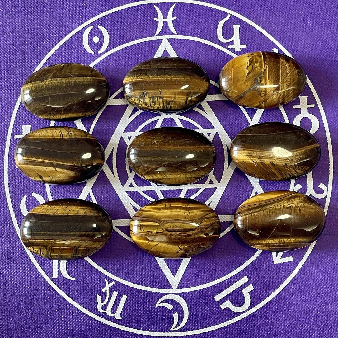 Truewon Natural Healing Crystal Chakra Reiki Polished Love Oval Pocket Worry Stone Crystals for Anxiety Stress Relief Therapy (Yellow Tiger's  Eye) Yellow Tiger's  Eye