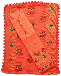 AAHIRA Women Jam Cotton Unstitched Salwar Suit Dress Material With Heavy Embriodery And Phulkari Dupatta(Free Size, Vidhya)